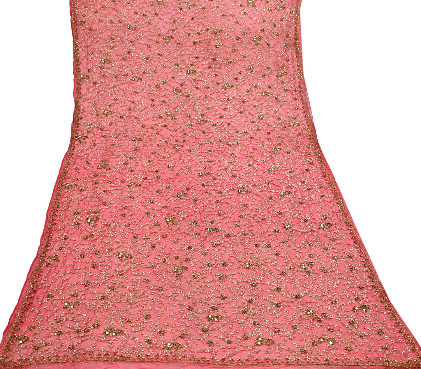 Indian Vintage Heavy Red Dupatta Georgette Long Stole Hand Embroidered Scarf Zardozi/Dabka Wedding/ Bridal Veil Party Wear