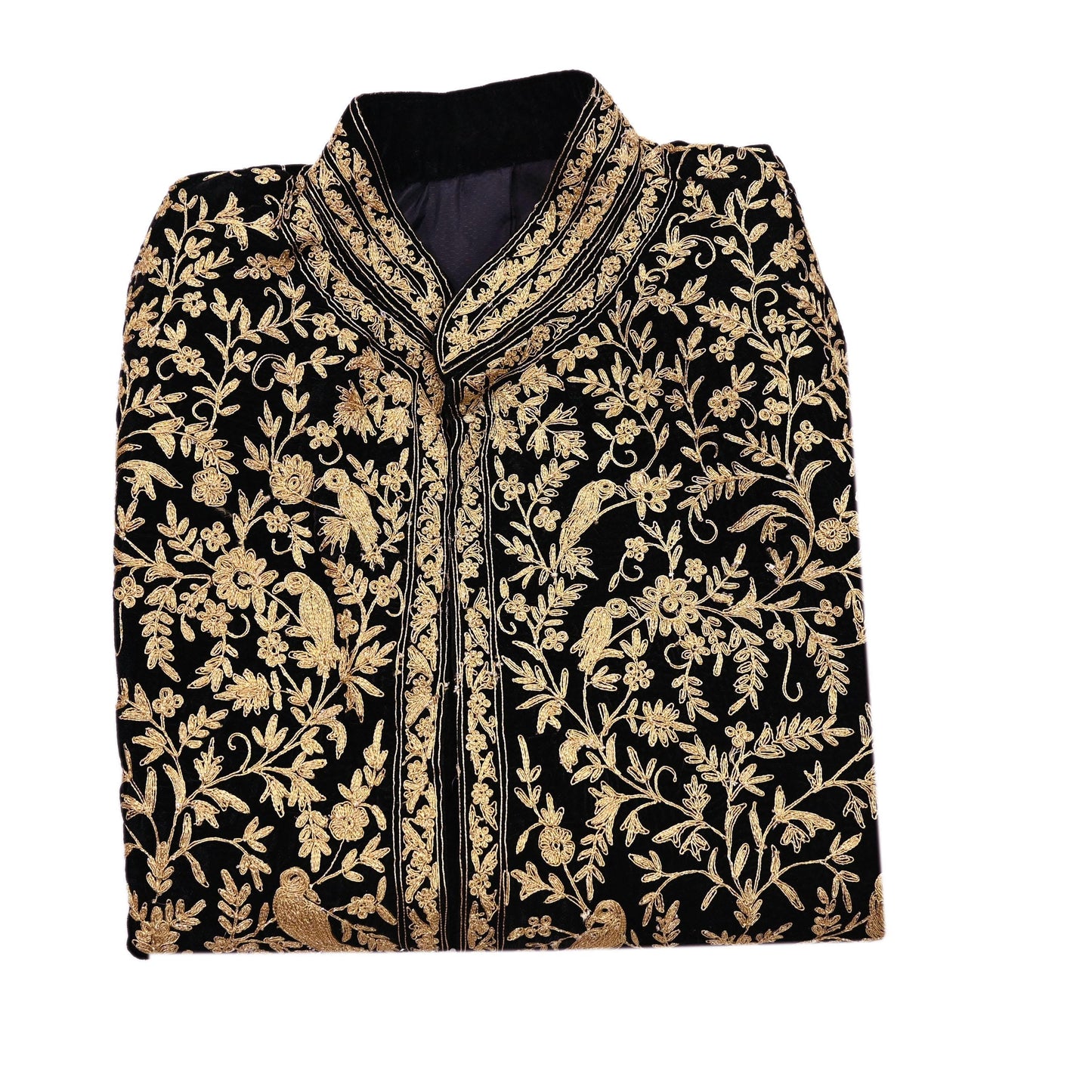Indian Black Velvet Bandhgala Coat Mens Royal Embroidered Wedding Jacket Designer Evening Blazer Groom Outfit Vintage