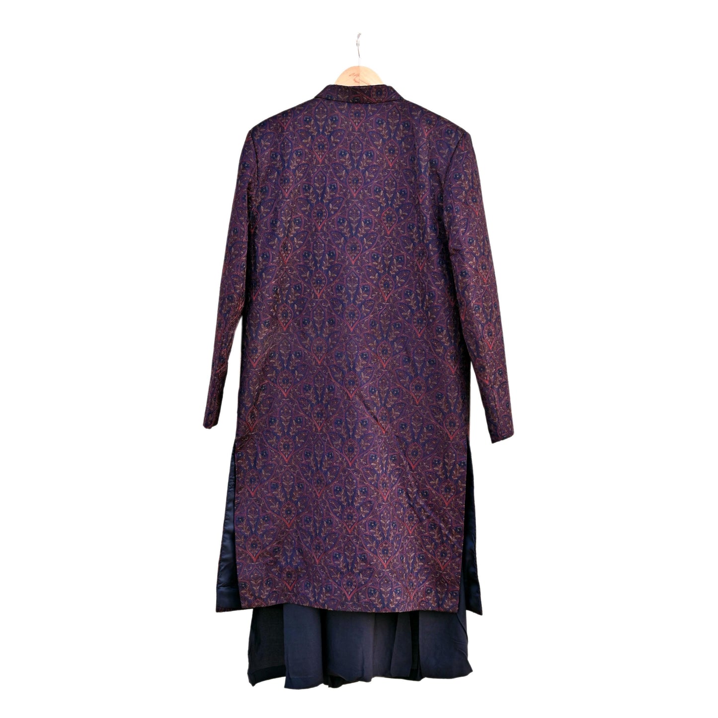 Vintage Blue Raw Silk Hand Embroidered Mens Sherwani Wedding Coat Indian Groom Outfit Bandhgala