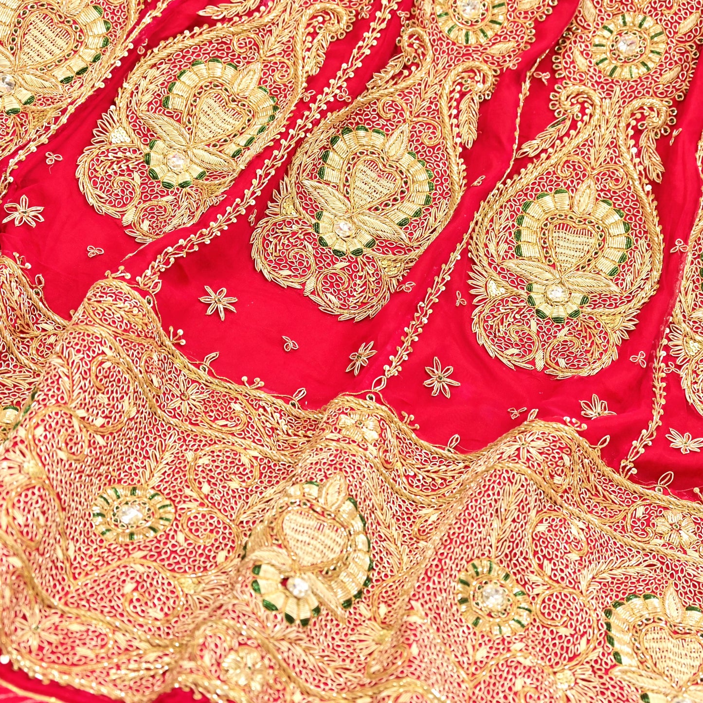 Indian Vintage Heavy Wedding Red Rajputana Phoshak skirt/Lehenga Pure Silk Hand Embroidered Bridal wear Ethnic Skirt Zardozi/ Dabka, Zari