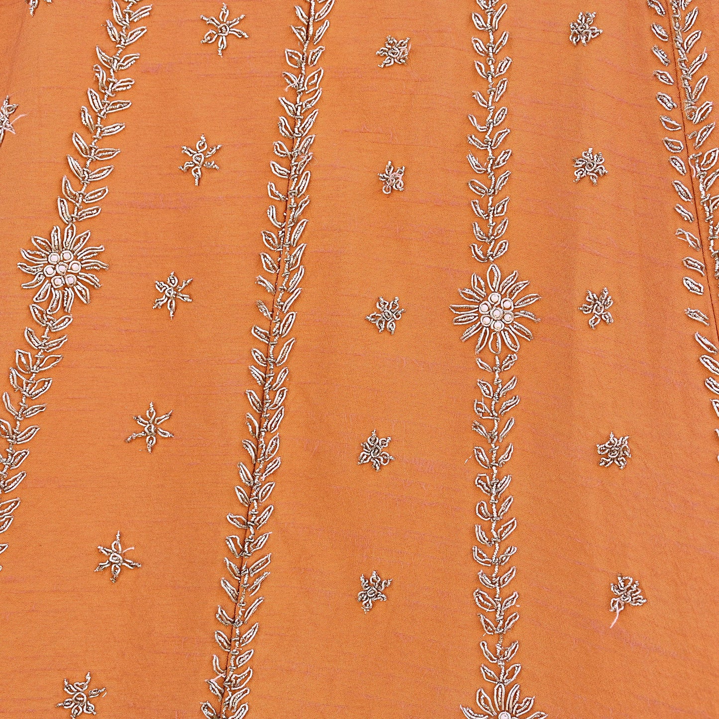 Party wear Heavy Orange Pure Raw Silk Hand Embroidered Lehenga Skirt by Designer Anamika Khanna Bridal Wear Indian Couture Fashion