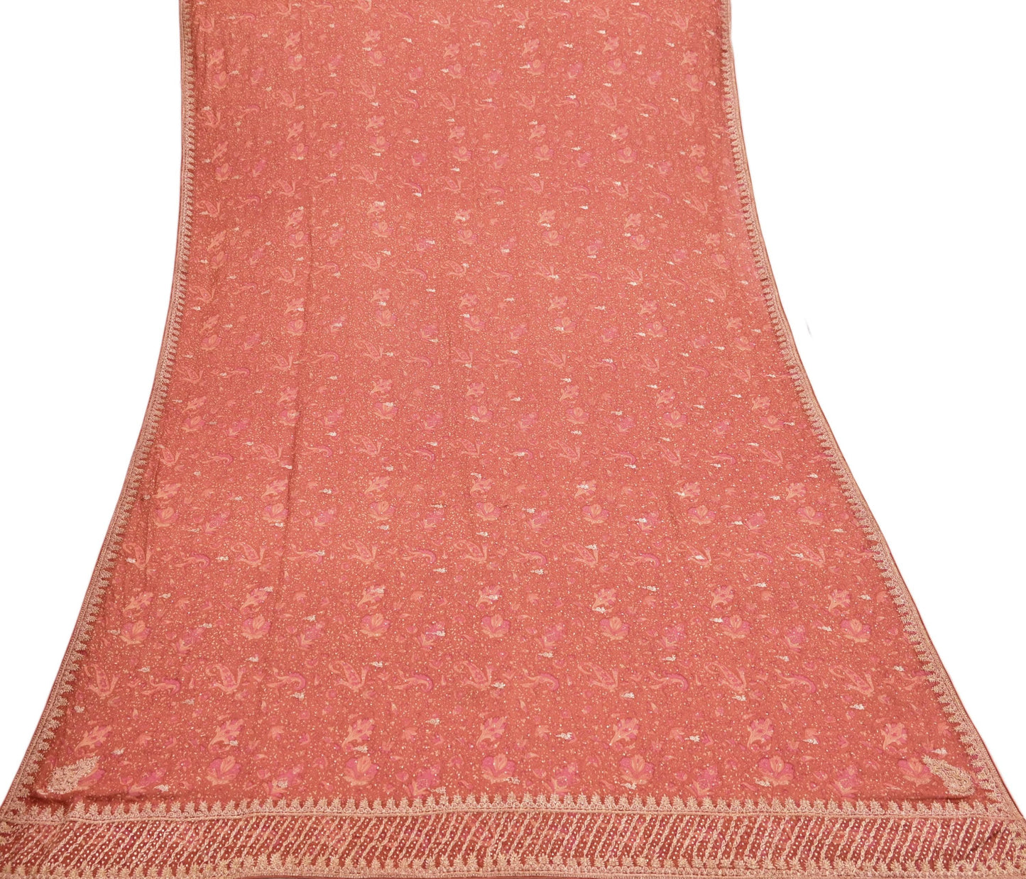 Indian Vintage Heavy Peach Dupatta Pure Silk Long Stole Hand Embroidered Designer By Ritu Kumar Scarves Scarf Zari Zardozi