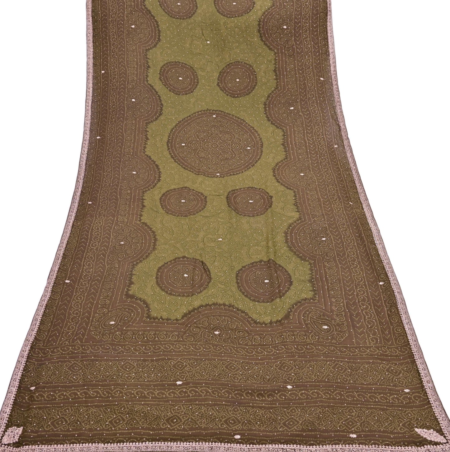 Indian Vintage Heavy Green Dupatta Pure Silk Long Stole Hand Embroidered Designer By Ritu Kumar Scarves Scarf Zari Zardozi