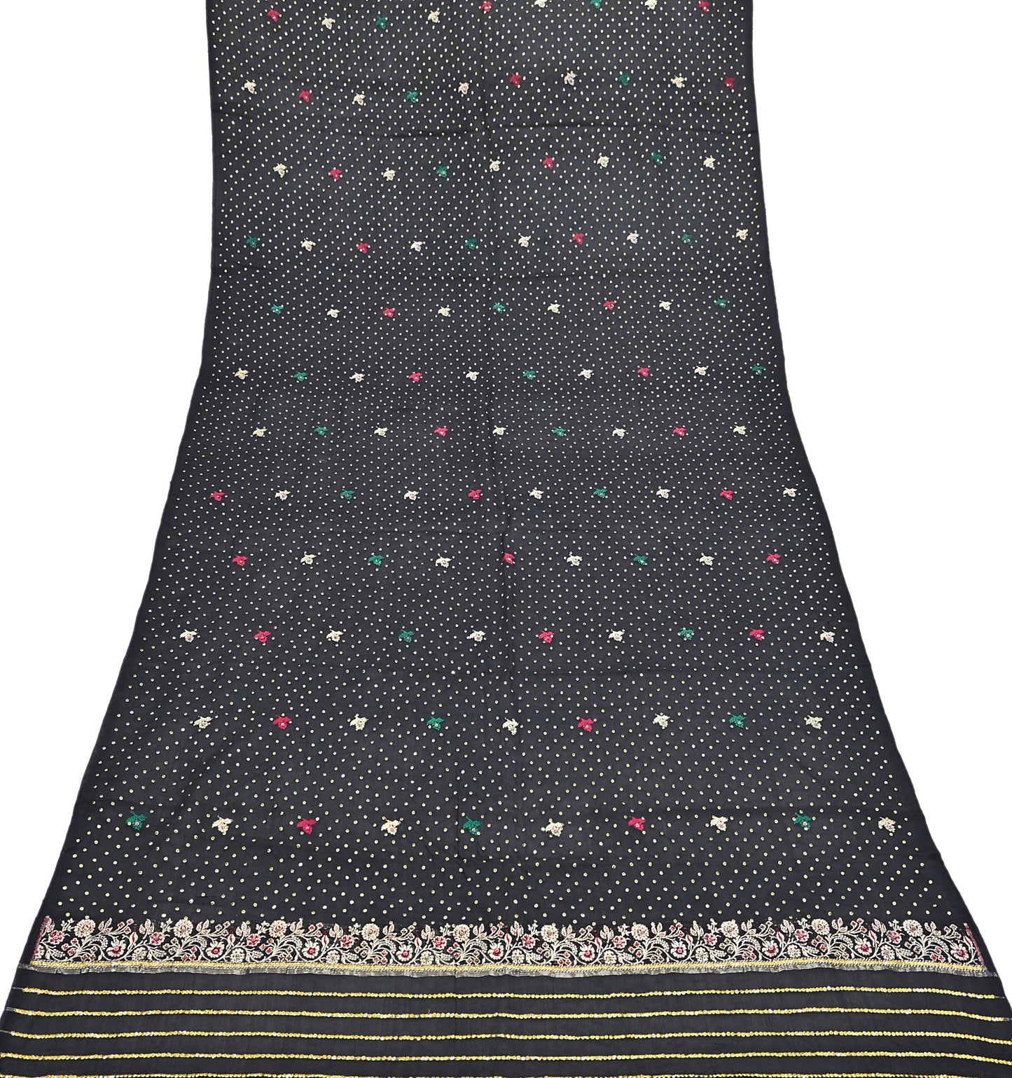 Indian Vintage Dupatta Black Long Stole Pure silk Woven Brocade Banarasi Scarves Veil Scarf Wrap Hippie Boho Soft Floral Zari