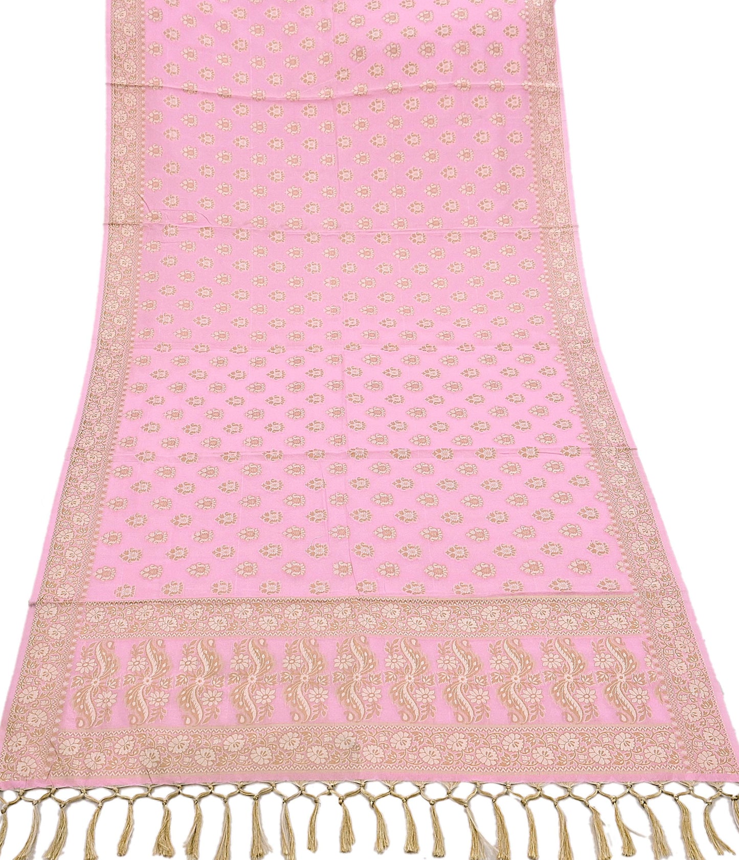 Indian Vintage Pink Dupatta Long Stole Woven Cotton Scarves Veil Soft Floral Design Wrap Boho Upcycle For Designing
