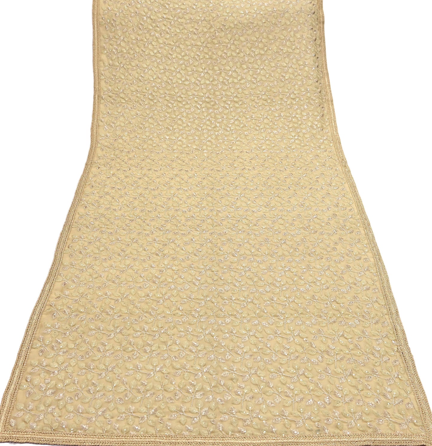 Indian Vintage Heavy Beige Dupatta Pure Georgette silk Long Stole Hand Embroidered Scarves Stole Veil Wrap Sequins