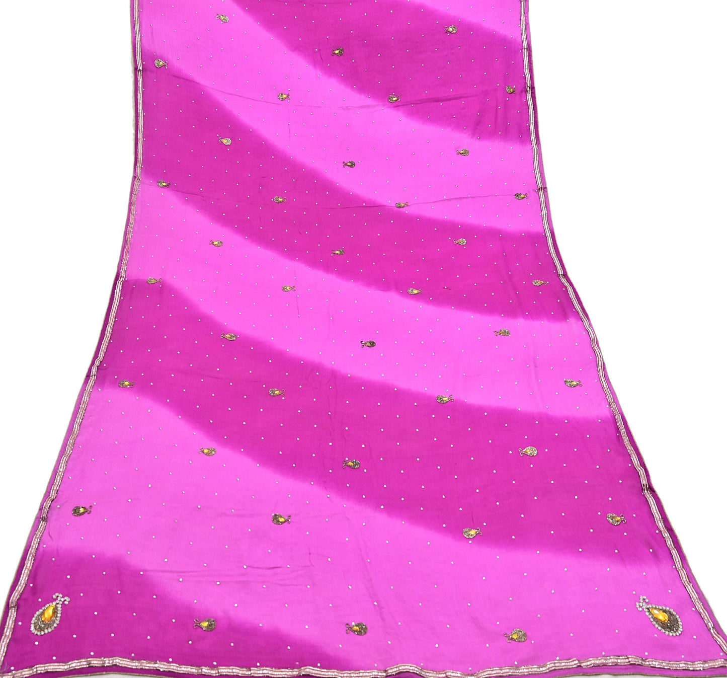 Indian Vintage Pink Dupatta Pure silk Long Stole Hand Embroidered Scarves Stole Veil Wrap Sequins Dabka/ Zardozi