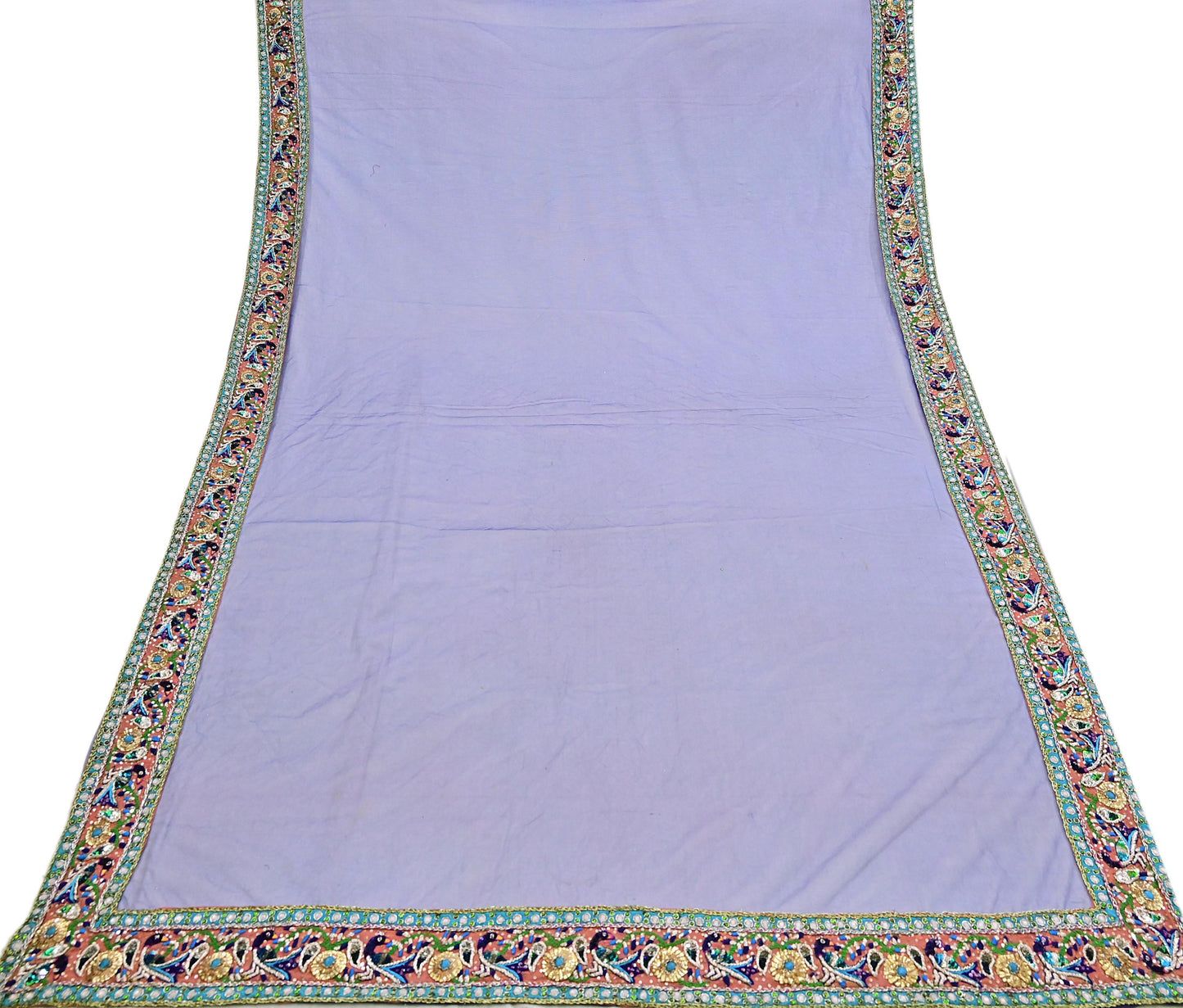 Indian Vintage Heavy Blue Dupatta Net Mesh Long Stole Hand Embroidered Scarves Golden Zardozi Dabka Zari Stole Bridal wedding veil