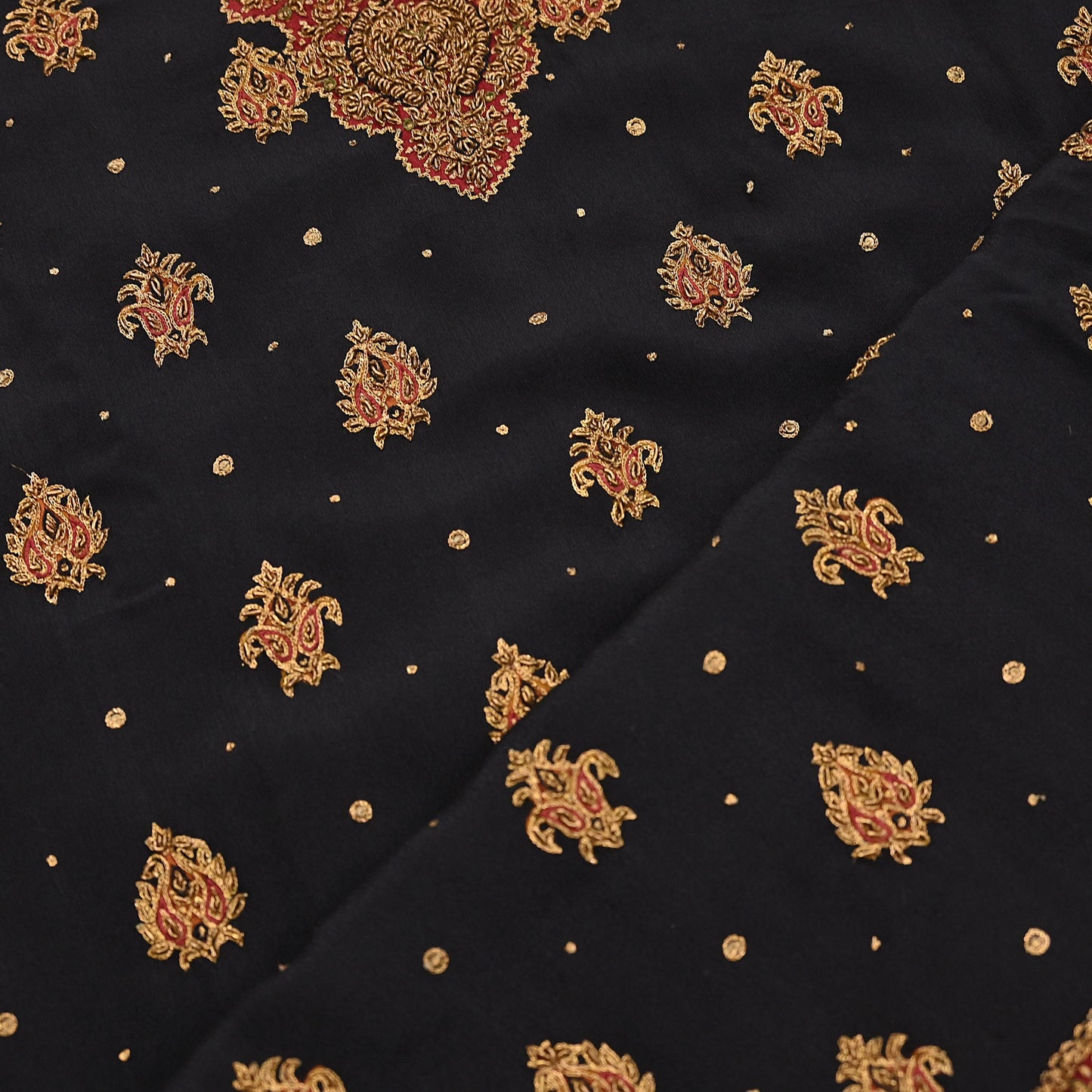 Indian Vintage Ritu Kumar Black Pure Crepe Silk Long Kurta Hand Embroidered Printed Designer Ethnic Festive Party Wear Tunic