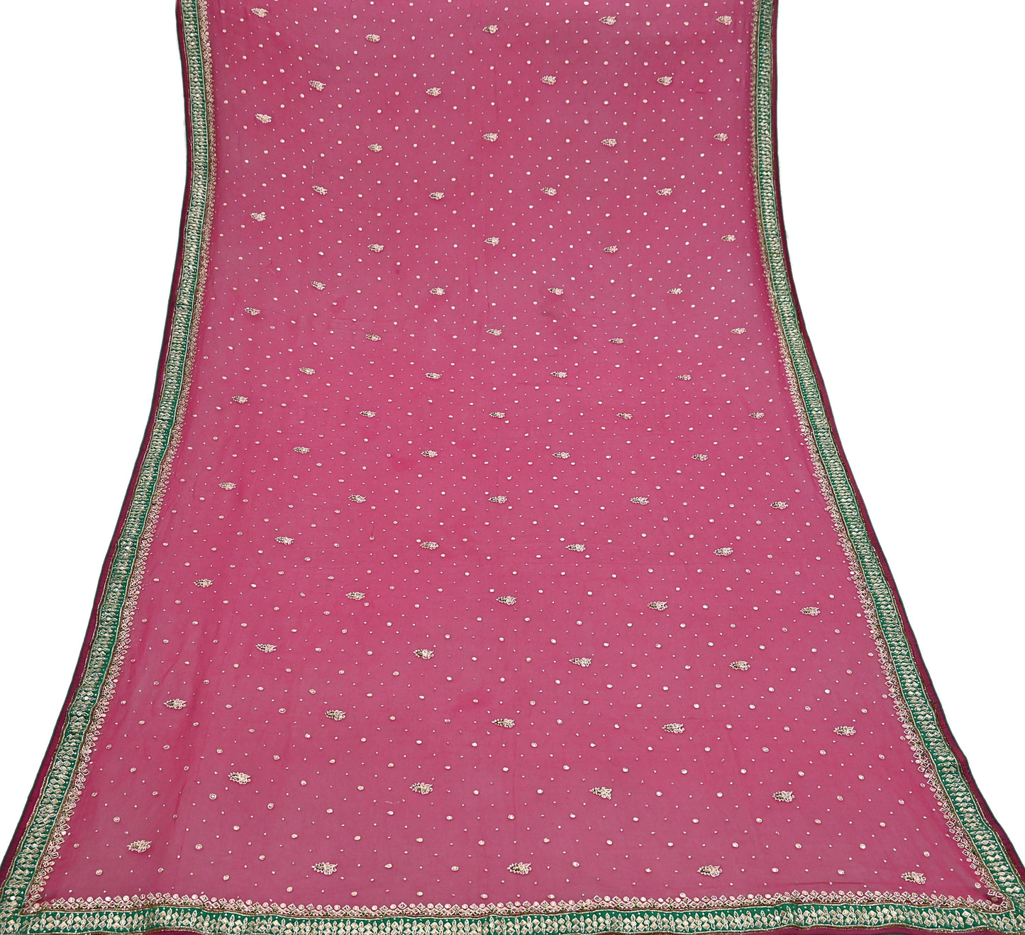 Indian Vintage Heavy Pink Dupatta Pure Georgette Silk Long Stole Hand Embroidered Designer By Ritu Kumar Scarves Scarf Zari Zardozi