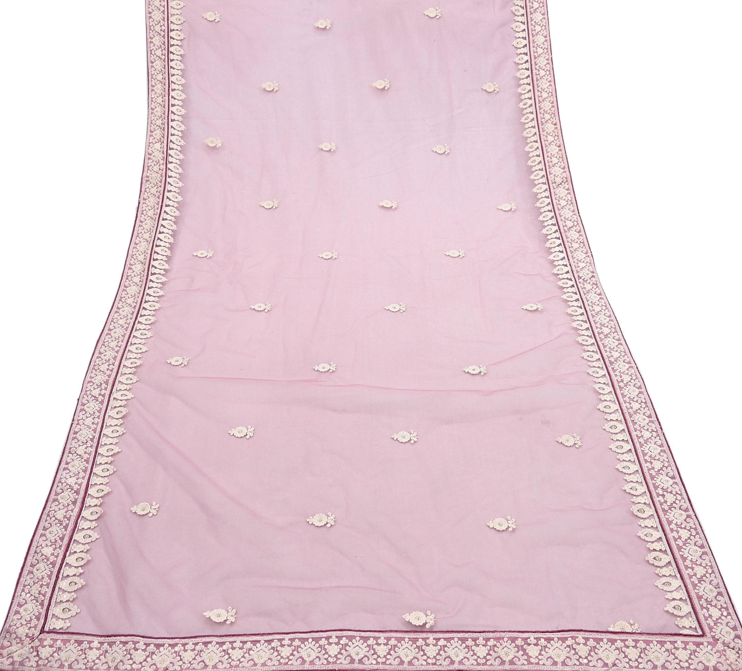 Indian Vintage Pink Pure Georgette Silk Net/Mesh Embroidered Lehenga 2pcs Set Bridal Party Wear Dupatta Bollywood Lehenga