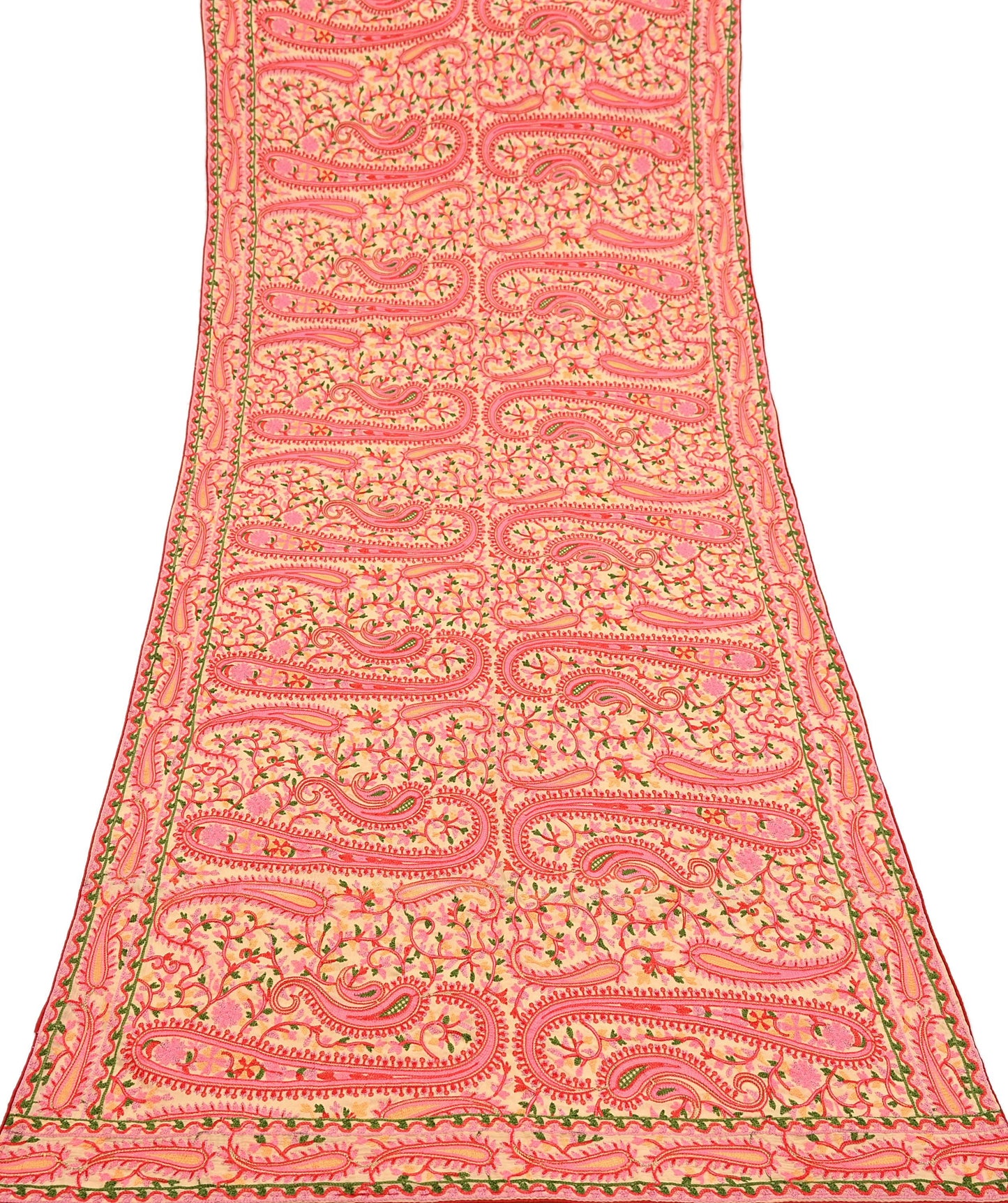Indian Vintage Dupatta Beige Georgette Embroidered Scarf, Boho Veil