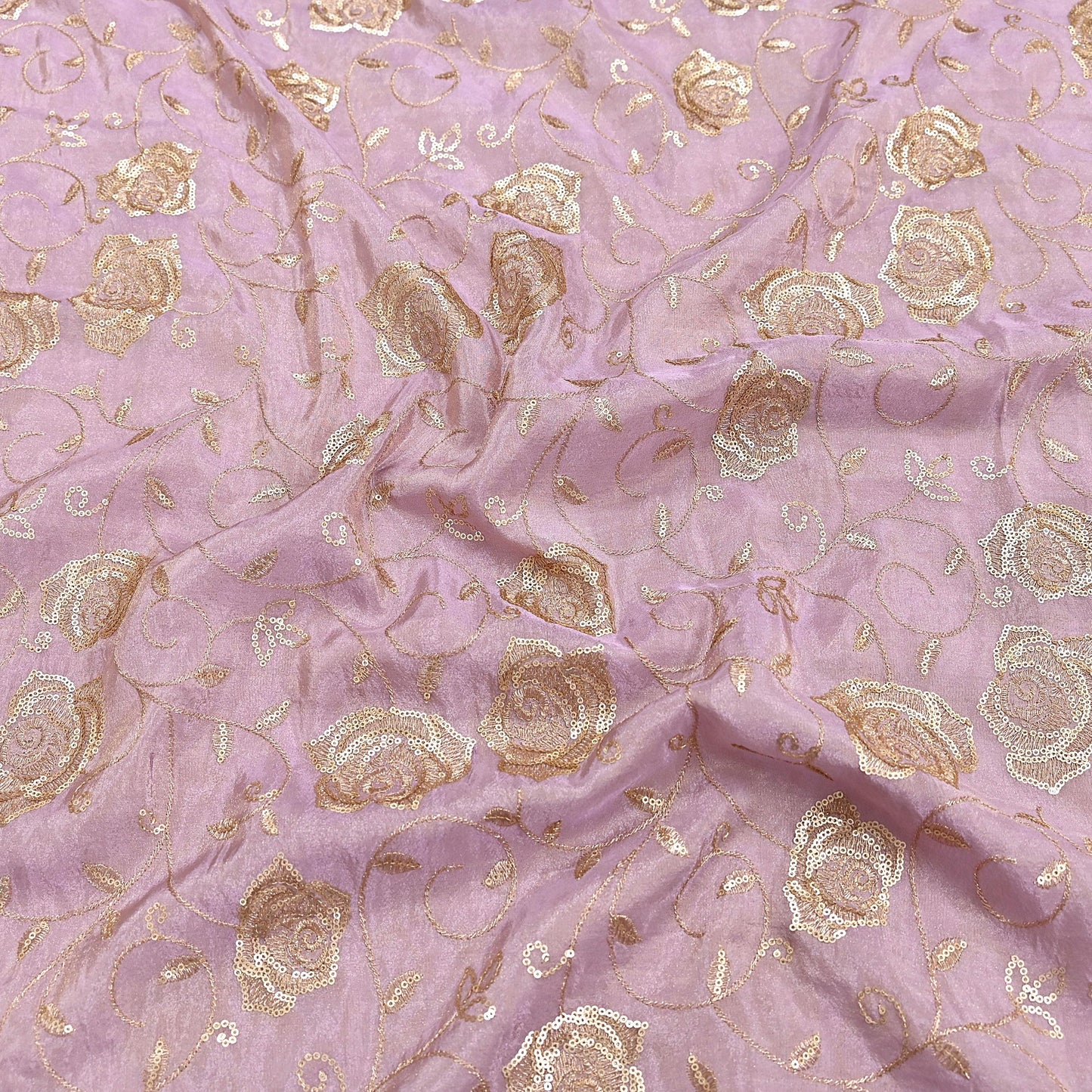 Indian new Purple Georgette silk Embroidered Design Fabric glass beaded zari sequins Crafting Quilting Dress making Crafting