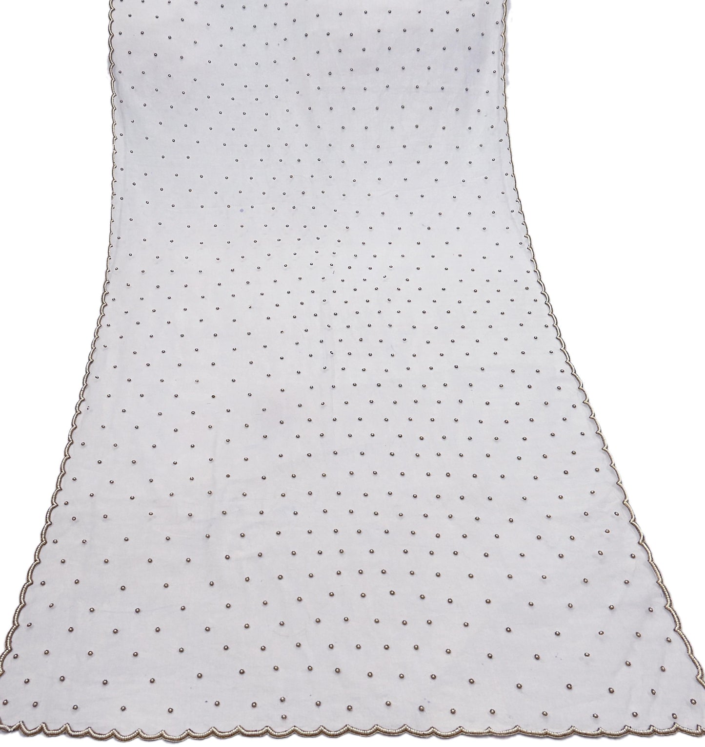 Indian Vintage Heavy Bridal Dupatta White Net Mesh Long Stole Hand Embroidered Scarves Patti Wedding/Party Wear