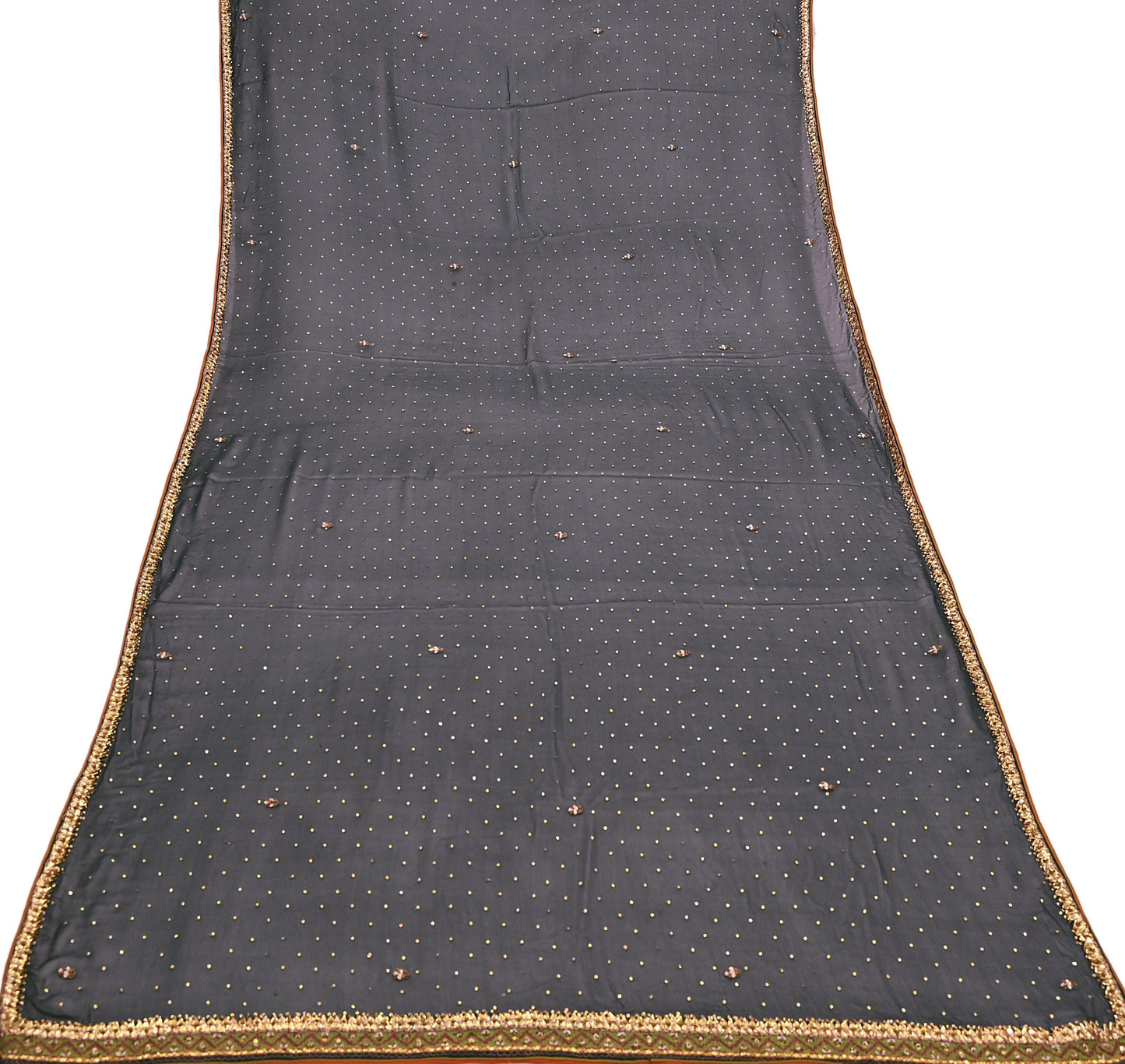 Indian Vintage Green Dupatta Pure Georgette silk Long Stole Hand Embroidered Scarves Stole Veil Wrap Sequins Dabka/ Zardozi