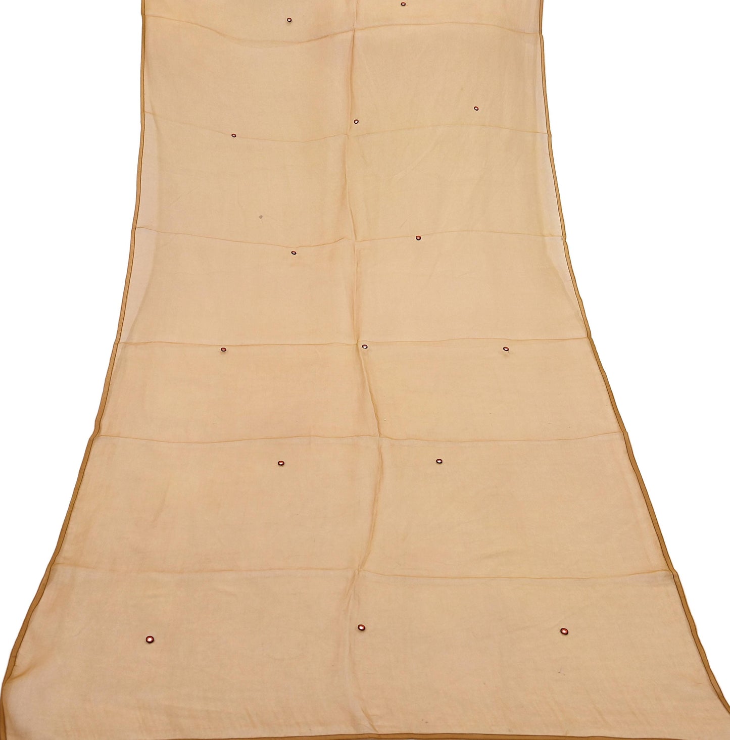 Indian Vintage Dupatta Mustard Long Stole Organza Embroidered Scarves Veil Soft Floral Design