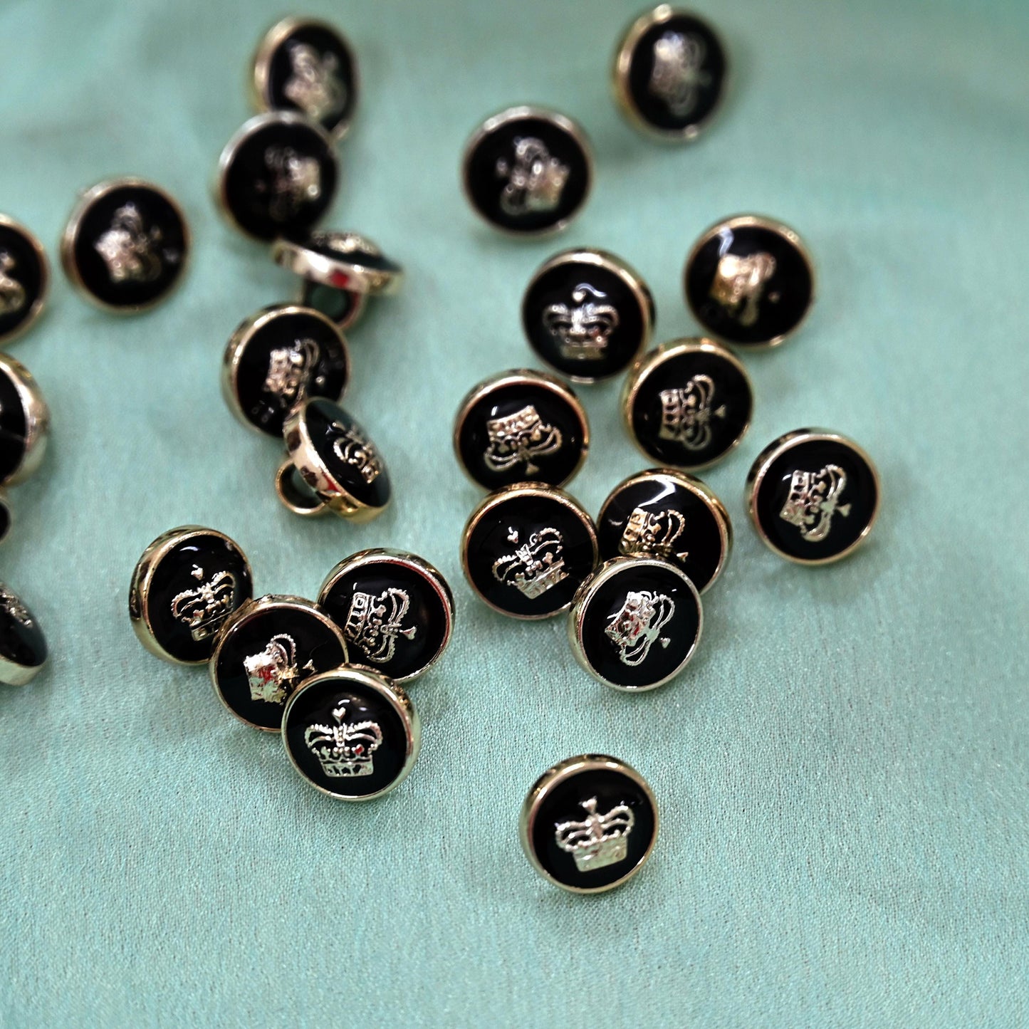 Indian Black & Golden Buttons Set of 24, 10mm Small Single Hole Buttons, Metal Shank Buttons for Shirts Jackets Sewing DIY Crafts