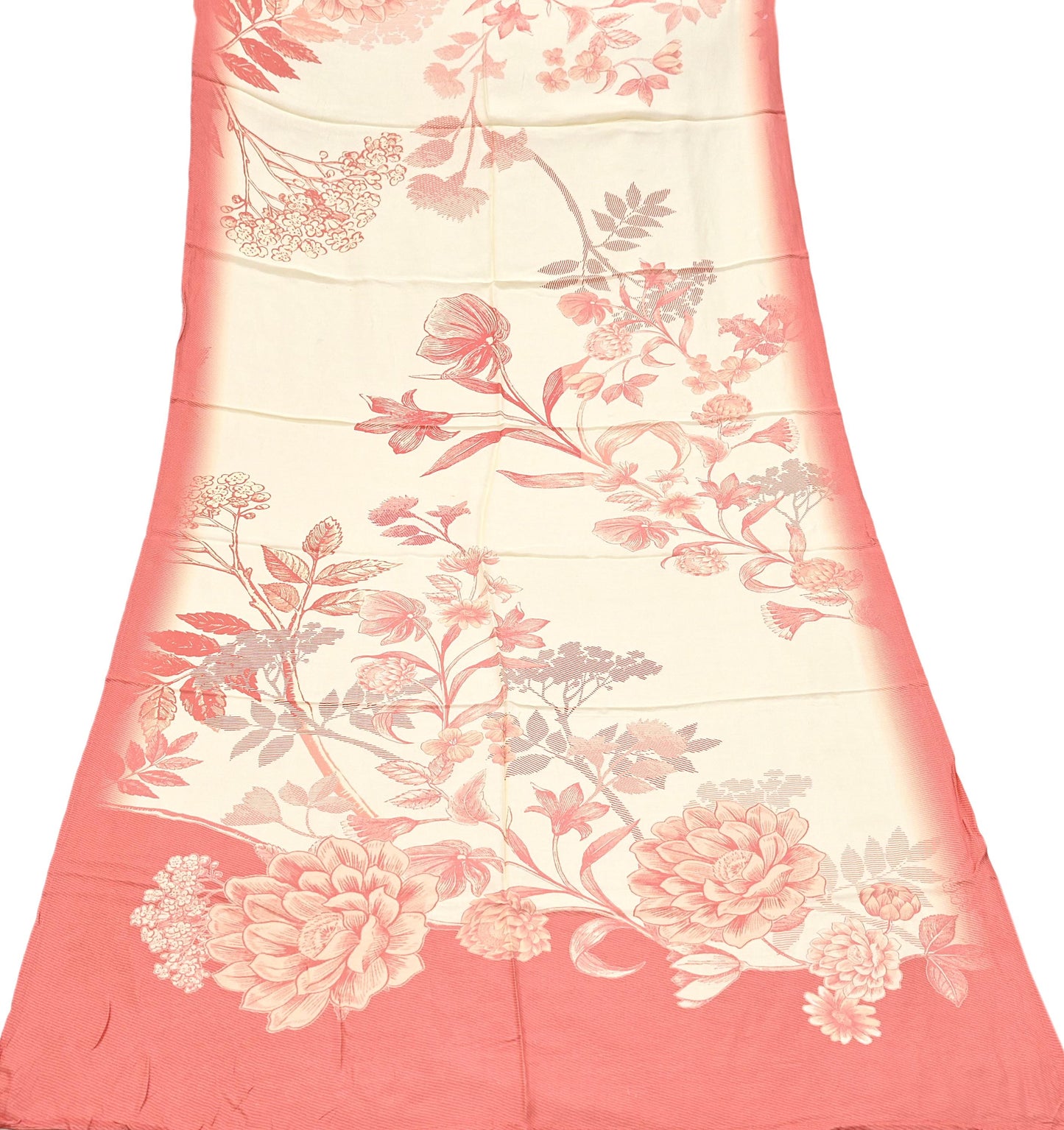 Indian Vintage Peach & Ivory Dupatta Long Stole Pure silk Printed Dupatta Veil Scarves soft Boho Wrap Dressmaking
