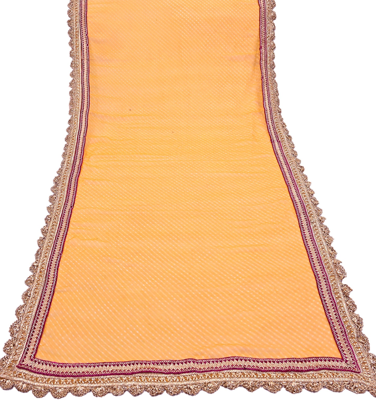 Indian Vintage Saffron Dupatta Pure Georgette Silk Hand Embroidered Bandhani Veil Scarves Soft