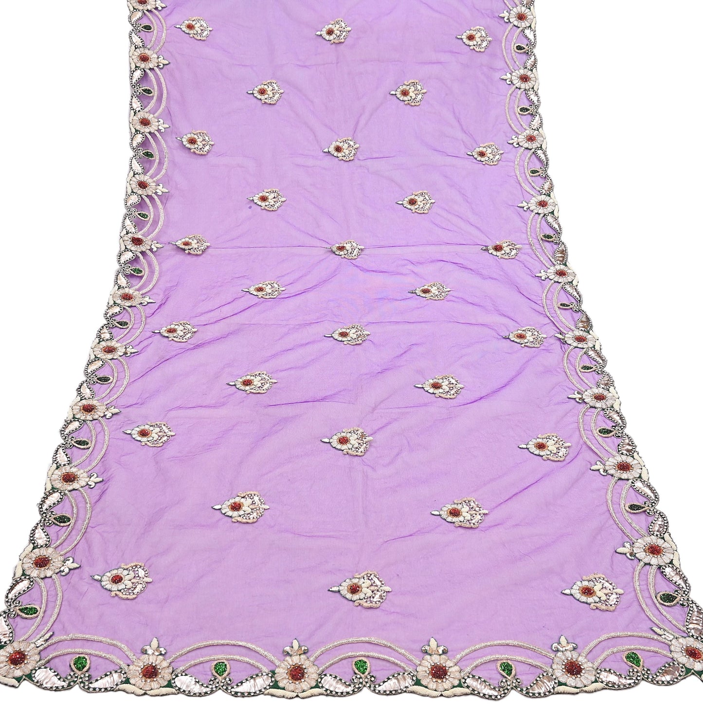 Indian Vintage Heavy Purple Dupatta Net Mesh Long Stole Hand Embroidered Scarf Purple Zardozi Zari Sequins Wedding Veil Hijab