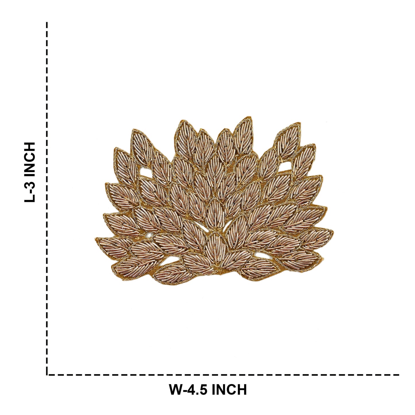 Indian Vintage Golden Appliques Set of 2 | Hand-Embroidered Floral Patches with Zardozi,Dabka, Zari,for Craft, Journals