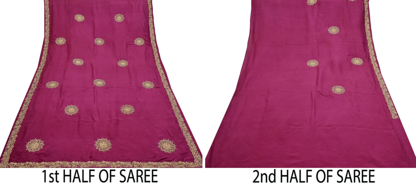 Rare Vintage Pink Pure Silk Saree Zardozi Hand Embroidered Designer Sabyasachi Sari 5.5 Yard Bollywood Party Wear