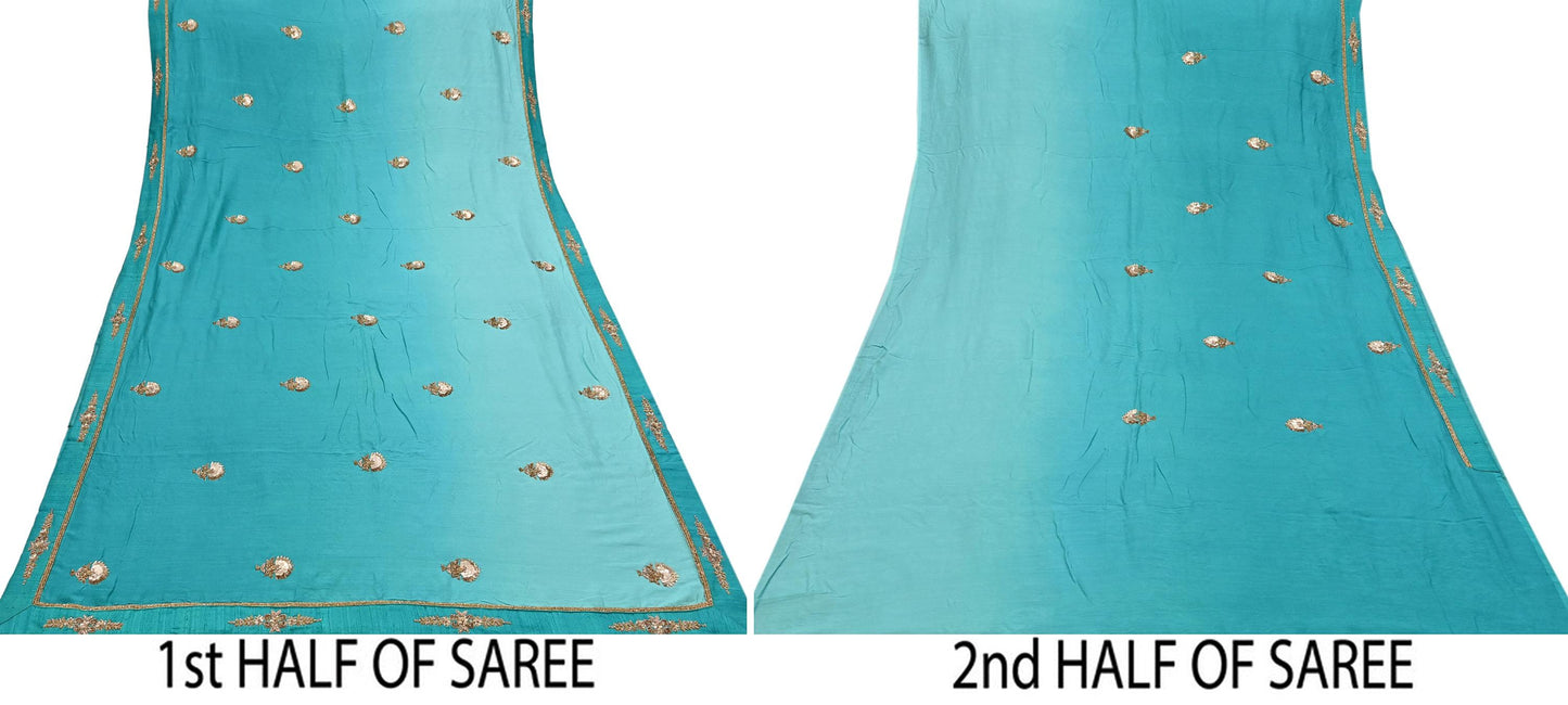 Rare Green Pure Silk Saree Zardozi Hand Embroidered Designer Sabyasachi Sari 6 Yard Bollywood Party Wear with Blouse Fabric