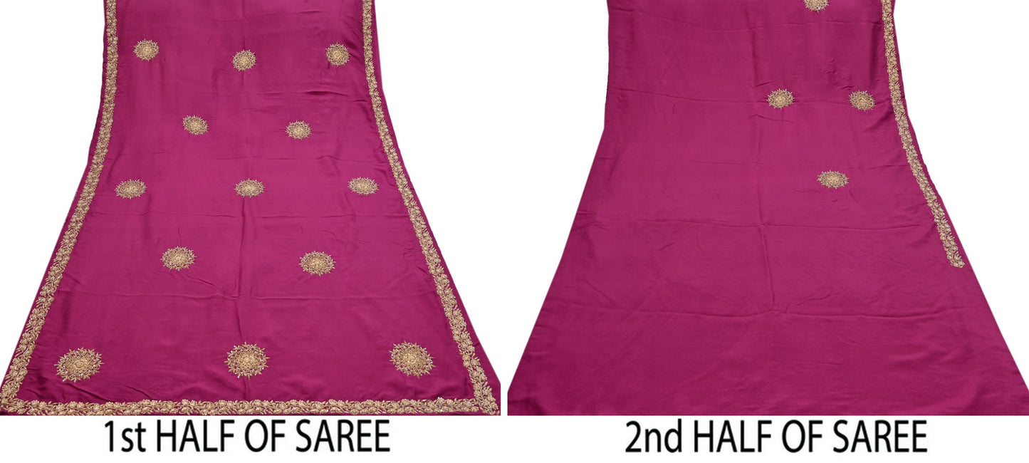 Rare Vintage Purple Pure Silk Saree Zardozi Hand Embroidered Designer Sabyasachi Sari 5.5 Yard Bollywood Party Wear