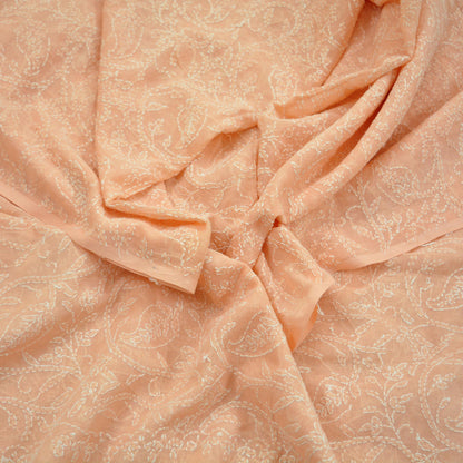 Indian Vintage Peach Dupatta Long Stole Pure Cotton Handmade Chikankari Scarves Veil Scarf Wrap Hippie Boho Soft
