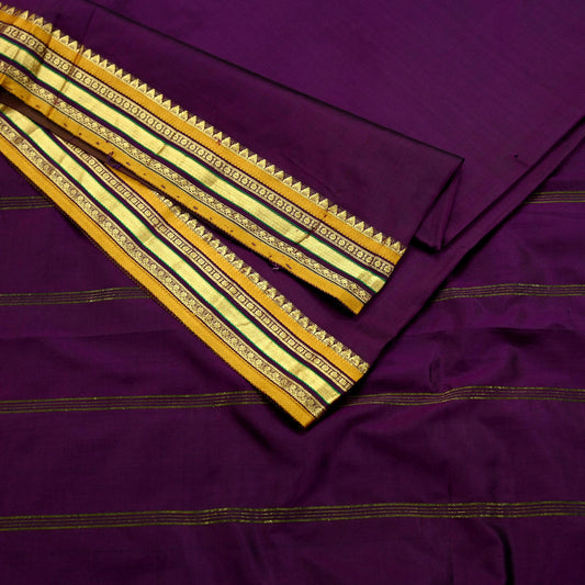 Vintage  Sari Purple 100% South Silk Hand Woven Work Sarees Craft Fabric Floral 5Yd Ethnic Soft Zari Dress making Crafting Quilting