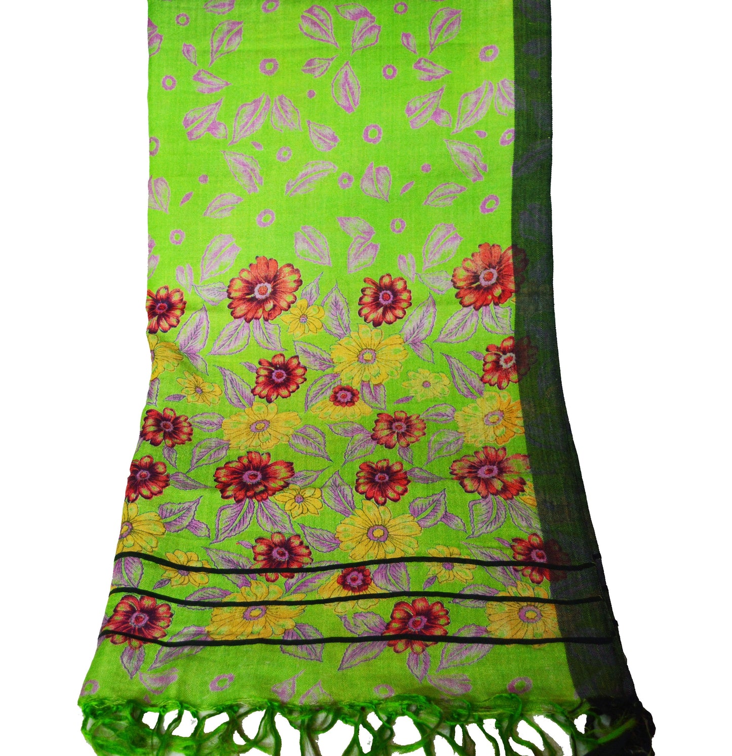 Indian Vintage Pastel Green  Long Stole Pure Woolen Scarf Dupatta Infinity Scarves Printed Warm Fabric Veil Woman Hijab Shawl