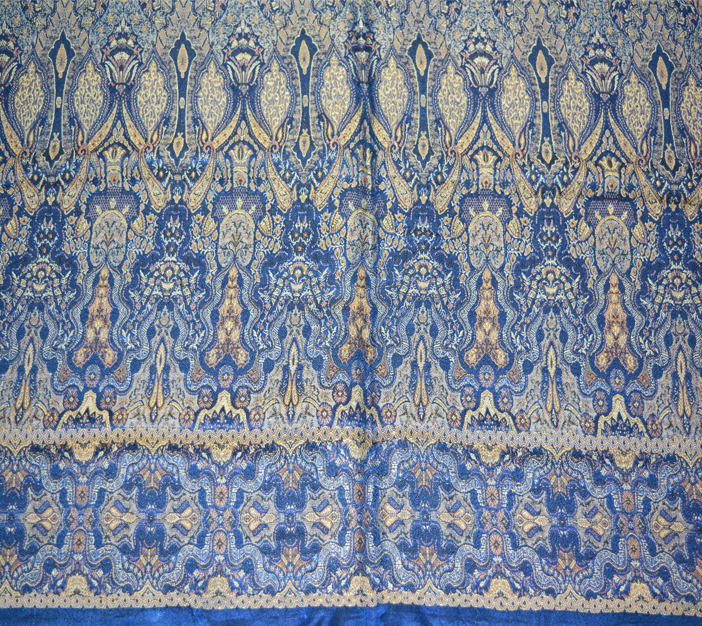 Vintage Blue Pure Satin silk Banarasi Brocade Hand Woven Fabric Design Indian Fabric 36"X43" Floral Design Sewing Ethnic