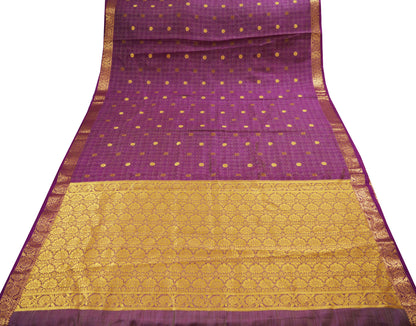 Indian Vintage Green & Purple Sarees Organza Woven Indian Sari Fabric 6Yard Sewing Ethnic Golden Zari Floral