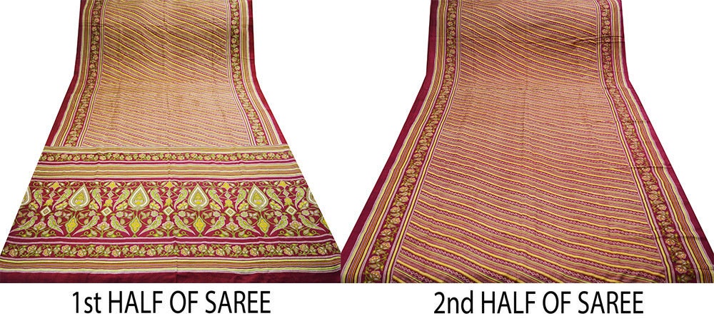 Indian Vintage Sari Pink  Pure Silk Bandhani Printed Sarees Fabric 6yd Sewing Craft Fabric DressMaking  Soft