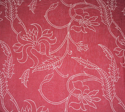 Indian Vintage Sari Maroon Block Printed Sari Pure chanderi Silk Saree Fabric 5Yard Floral Soft Golden Zari