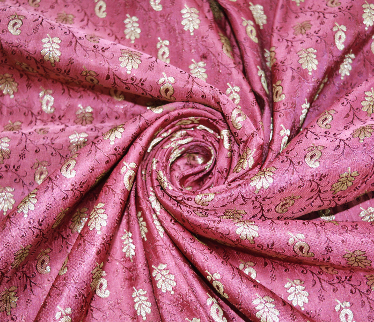 Indian Vintage Heavy Sari Wedding Pure Satin Silk Pink Woven Banarasi Brocade Saree Golden Zari 5Yard