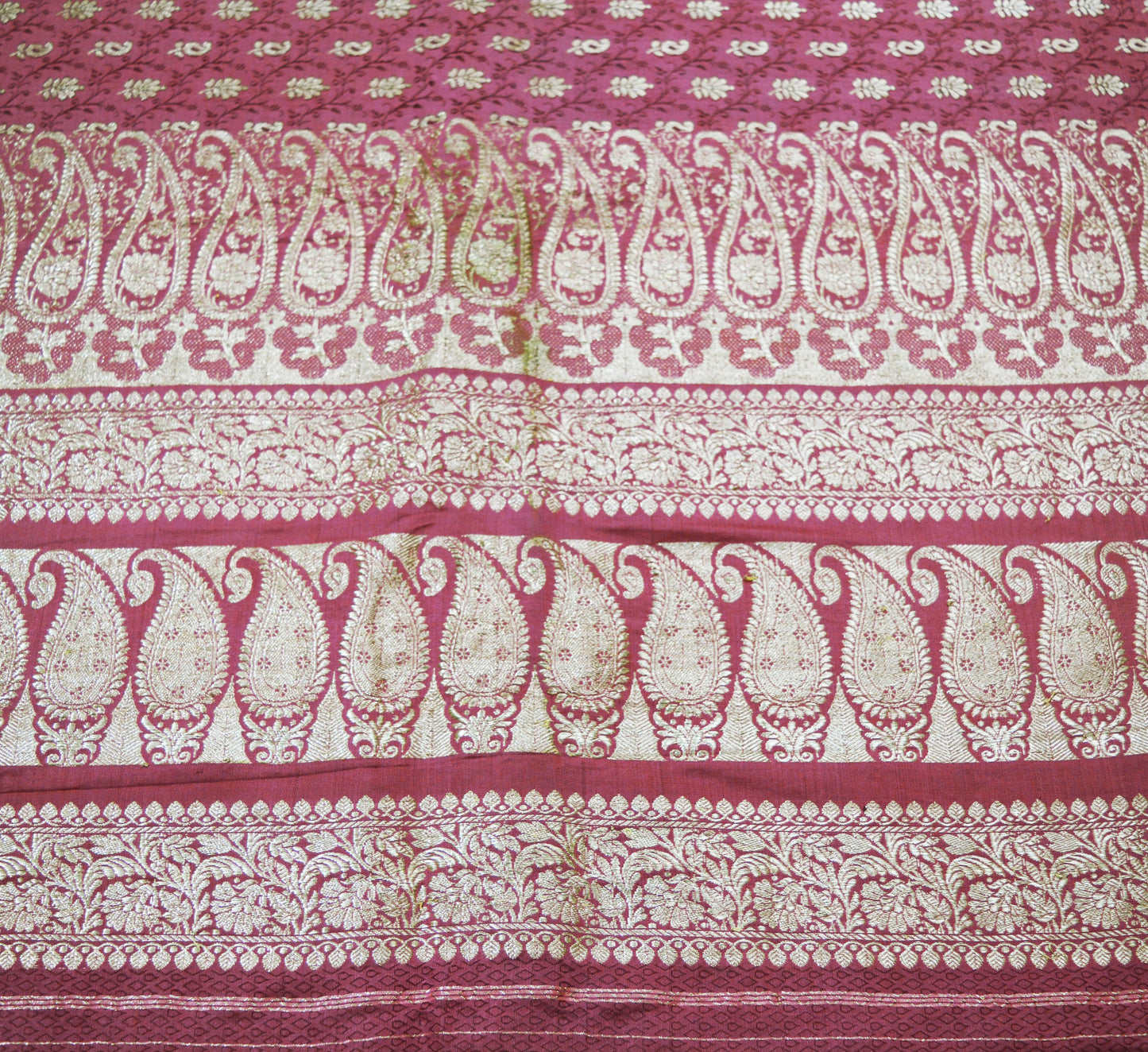 Indian Vintage Heavy Sari Wedding Pure Satin Silk Pink Woven Banarasi Brocade Saree Golden Zari 5Yard