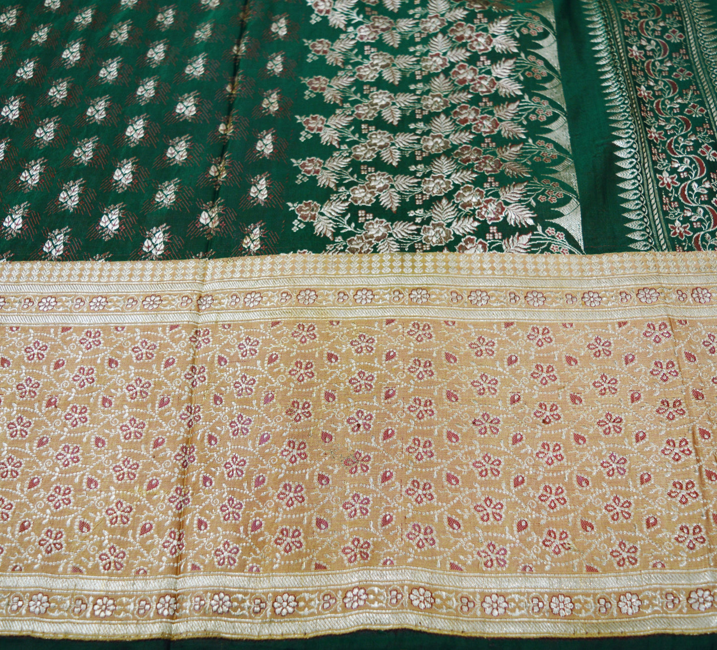 Indian Vintage Sari Brown Heavy Wedding Pure Satin Silk Woven Banarasi Brocade Saree Zari Ethnic 5Yard