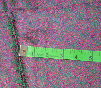 FREE EXPEDITED SHIPPING Indian Vintage Green Heavy Saree Pure Satin Silk Woven Tanchoi Indian Sari Fabric Floral 5Yard Soft