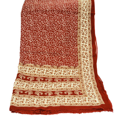 Indian Vintage Red Dupatta 100% Pure Cotton Printed Long Stole Scarves Soft Veil Hijab Floral Design Boho Fabric For Dress