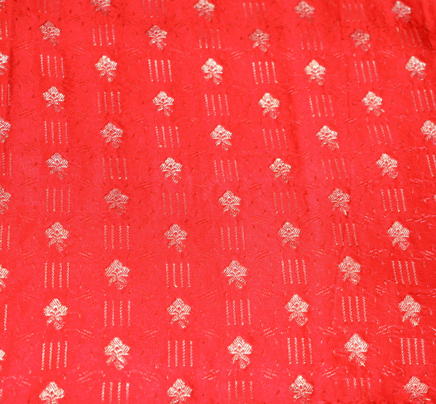 FREE SHIPPING Vintage Red Pure Satin silk Banarasi Brocade Hand Woven Fabric Design Indian Fabric 38"X44" Sewing Zari Ethnic