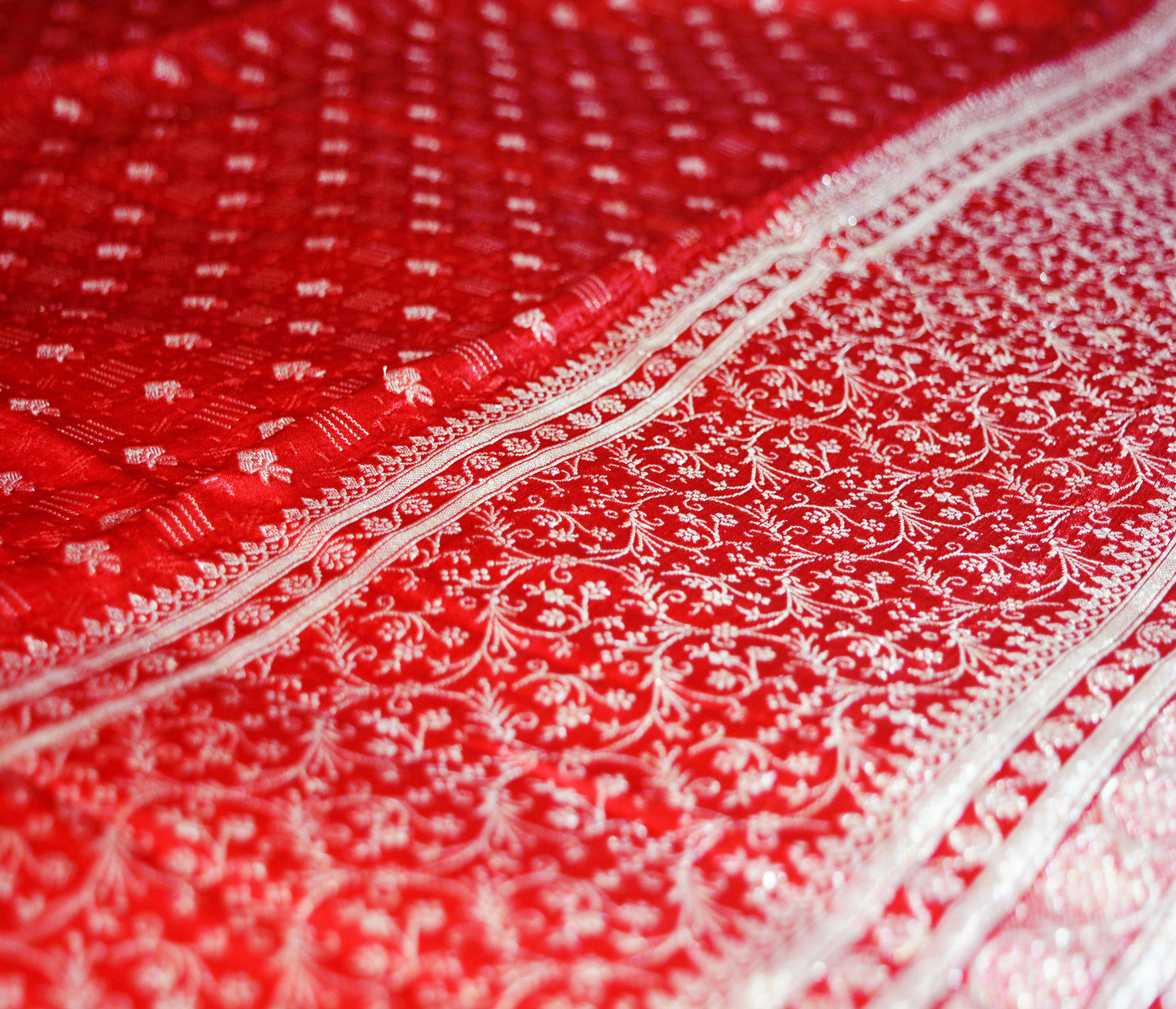 FREE SHIPPING Vintage Red Pure Satin silk Banarasi Brocade Hand Woven Fabric Design Indian Fabric 38"X44" Sewing Zari Ethnic