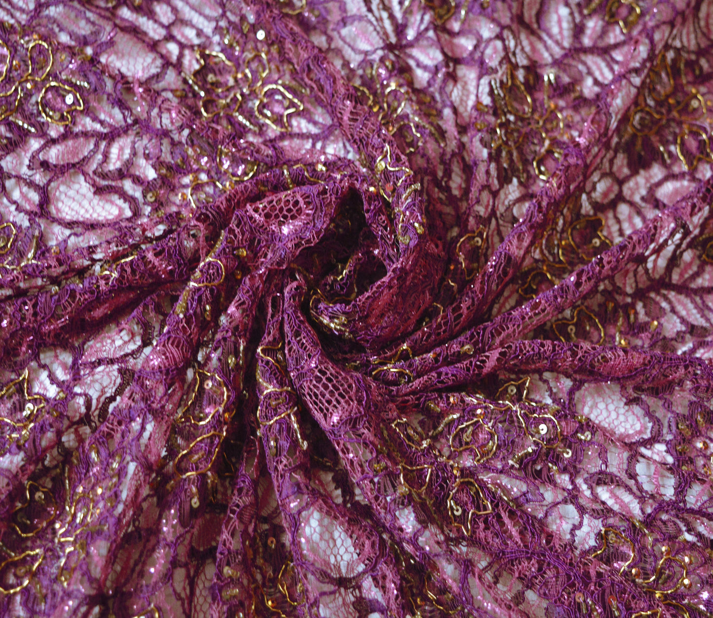 Vintage Purple Net Mesh Hand Embroidered Design Fabric 30"X42" Floral Design Crafting Sewing Quilting Zari Beaded Zardozi