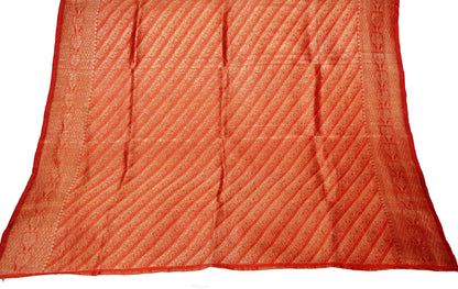 Vintage Red Pure Silk Banarasi Brocade Hand Woven Fabric Design Indian Fabric 40"X45" Sewing Zari Ethnic Floral