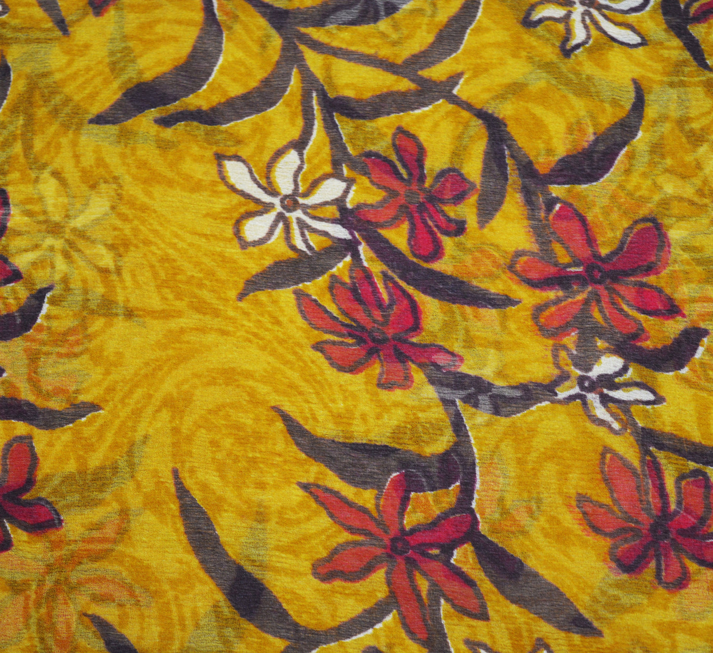 Women Vintage Sari Saffron Pure Chiffon Silk Printed Saree Craft Fabric Sewing 6Yard Soft Light Sari Dress Making Floral