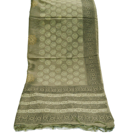 Indian Brown Vintage Dupatta Long Stole Hand Painted Blend Cotton Indian Scarf Veil Soft Fringes