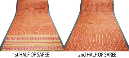 Indian Vintage Pink Heavy Saree Woven Printed 100% Pure Woolen Indian Sari Fabric 5Yard Indian Sari Soft