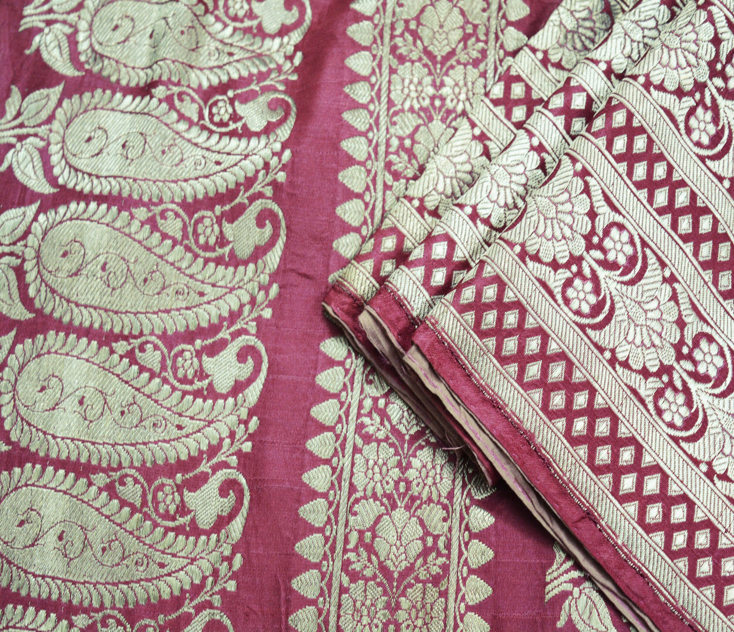 Indian Vintage Sari Heavy Wedding Pure Satin Silk Pink Woven Banarasi Brocade Saree Silver Zari 5Yard