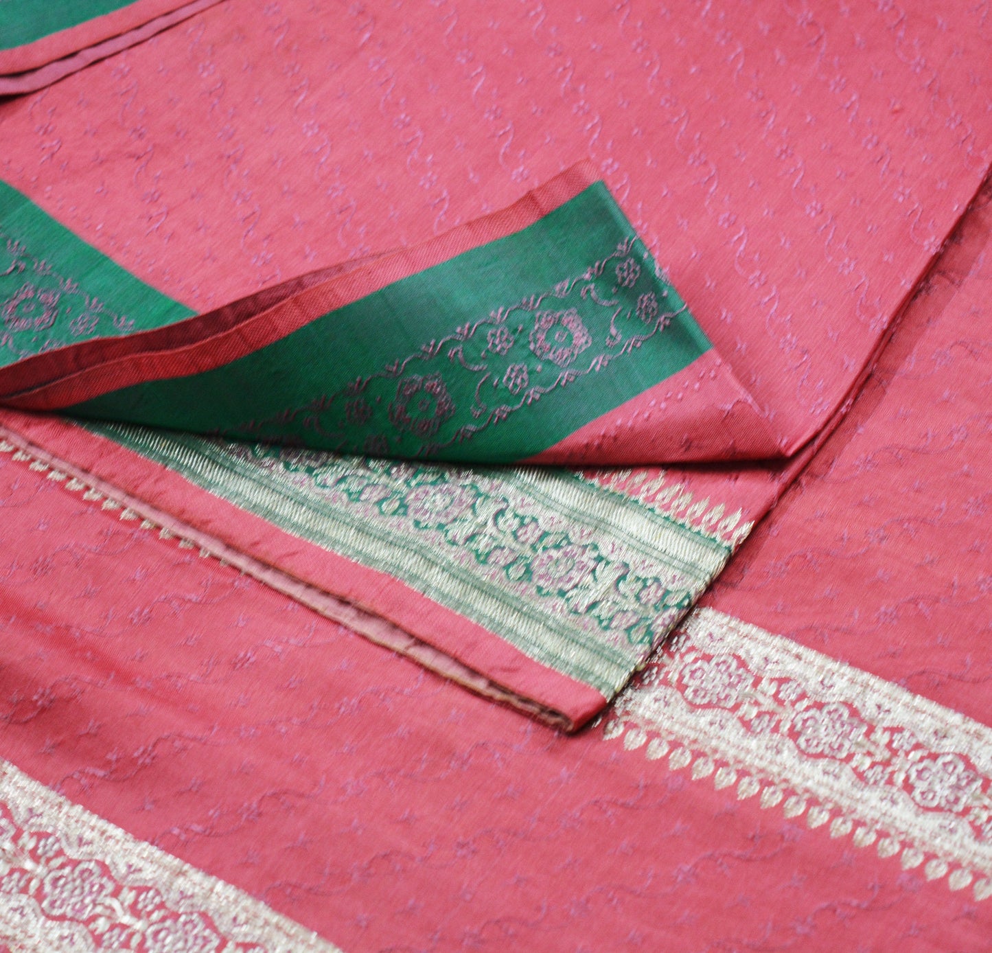 Indian Vintage Sari Heavy Wedding Pure Satin Silk Pink Woven Banarasi Brocade Saree Silver Zari 5Yard