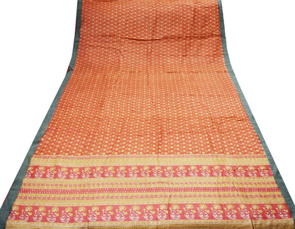 Indian Vintage Pink Heavy Saree Woven Printed 100% Pure Woolen Indian Sari Fabric 5Yard Indian Sari Soft